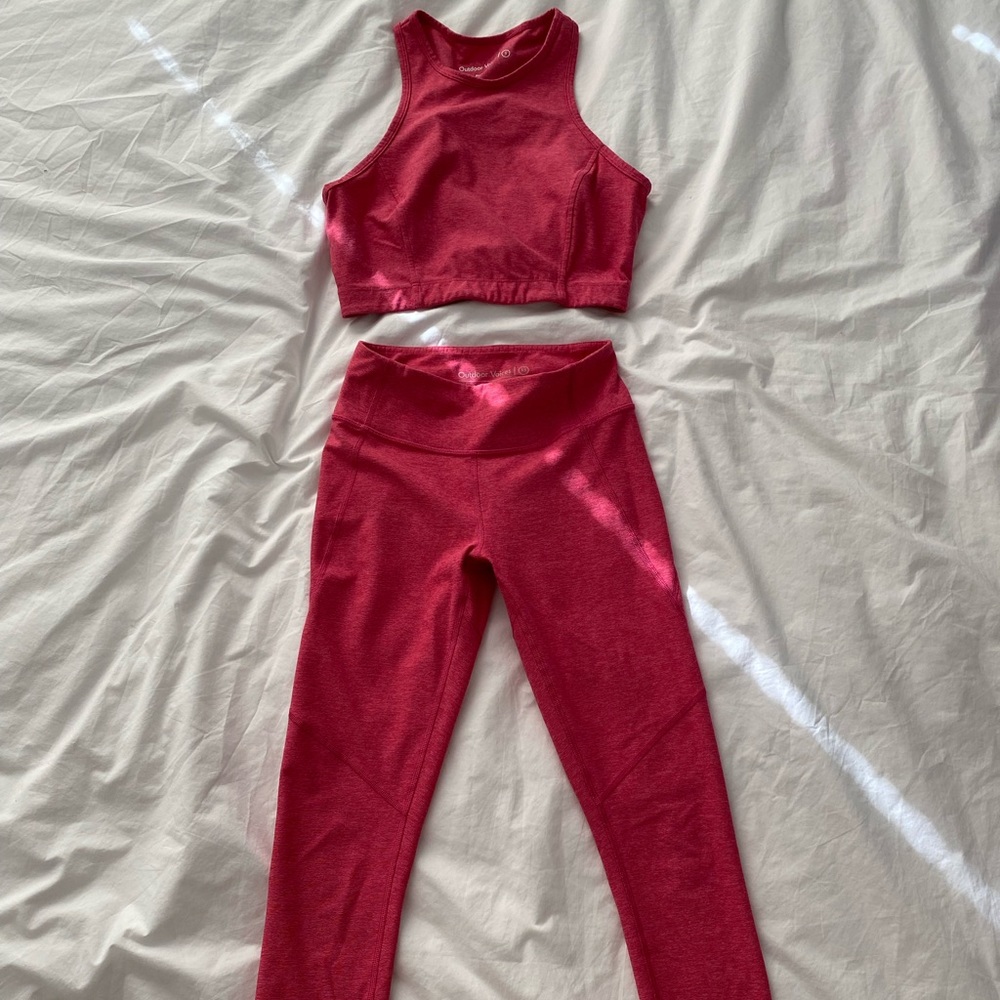 Flamingo pink Outdoor Voices workout set - flamingo leggings & Athena top